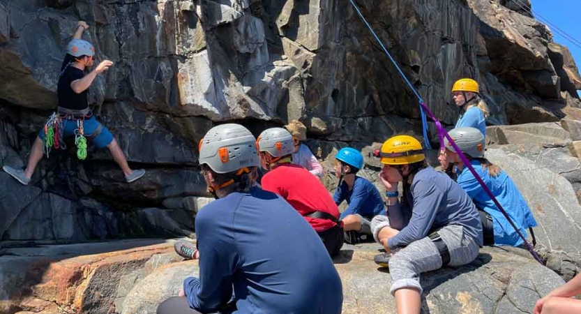 teens face challenges while rock climbing in maine
